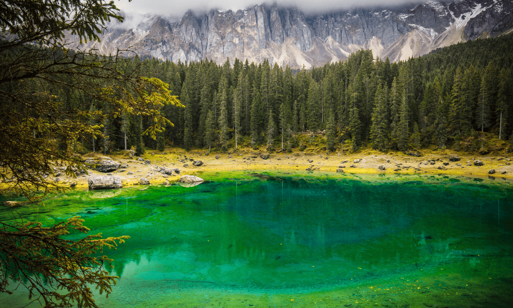 Lago di Carezza in the Dolomites, Italy