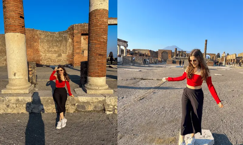 Rumi posing among the ruins of Pompeii