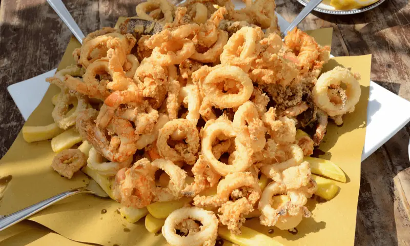 Frittura di Mare (Fried Seafood Mix) - typical food in Naples, Italy