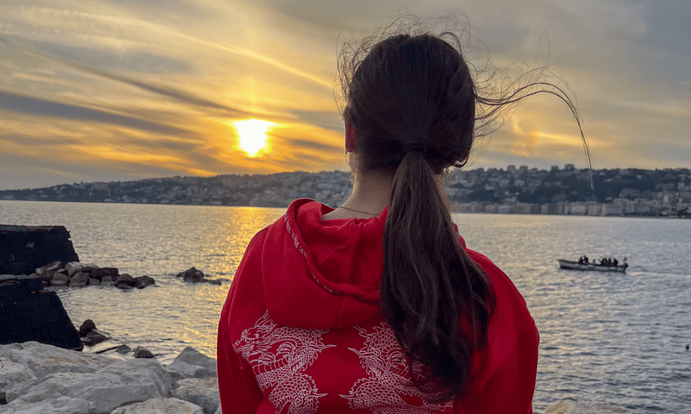 Enjoying the sunset around Castel dell'Ovo