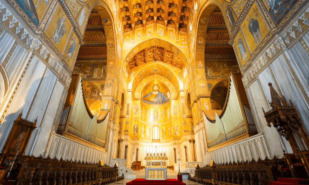 Inside of Monreale Cathedral next to Palermo, Sicily