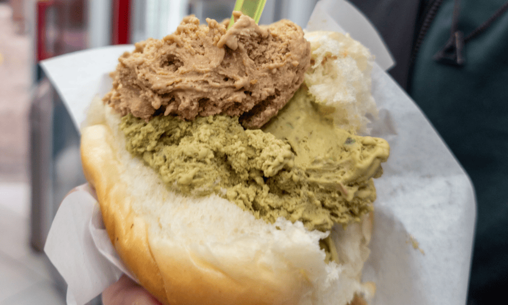 Sicilian gelato served in a soft brioche