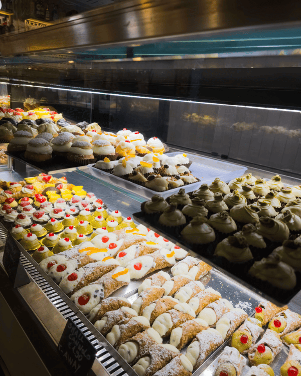 Typical Sicilian pastries at Pasticceria La Martorana, Palermo