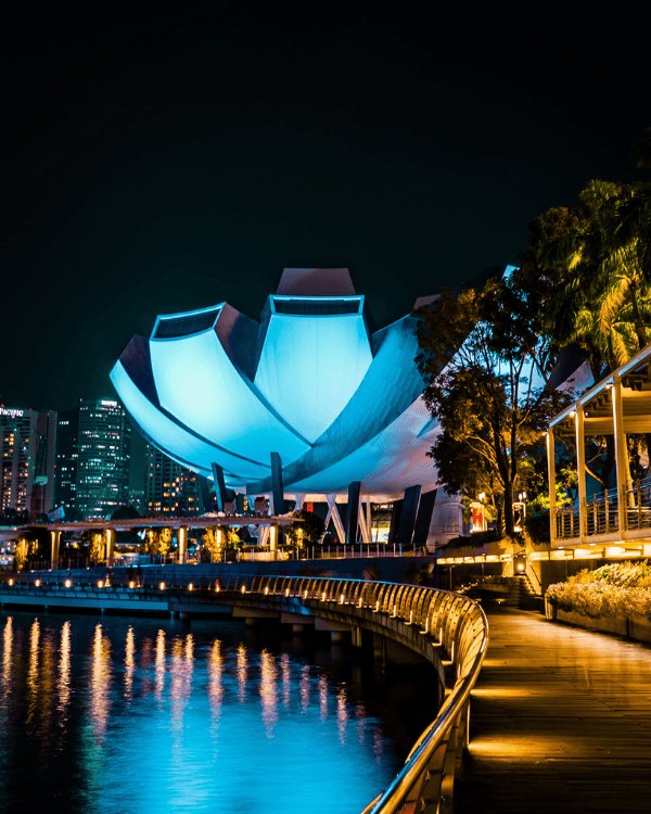 The Science Museum in Singapore in night