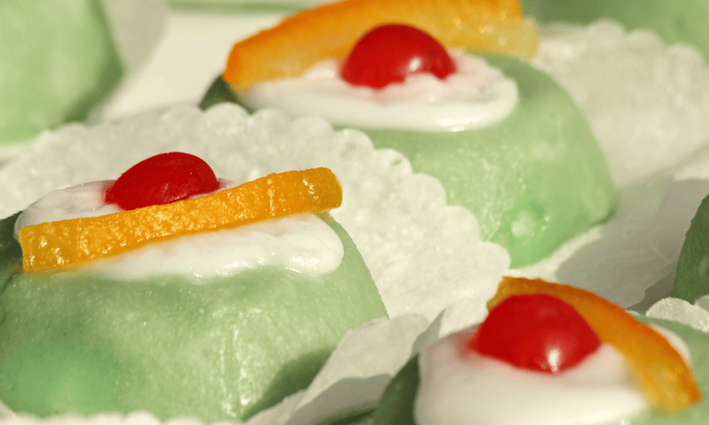Cassata - typical dessert in Palermo - A very sweet ricotta cake covered in marzipan and candied fruit