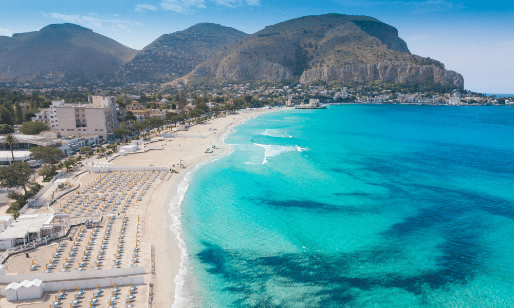 Mondello Beach next to Palermo, Sicily, Italy