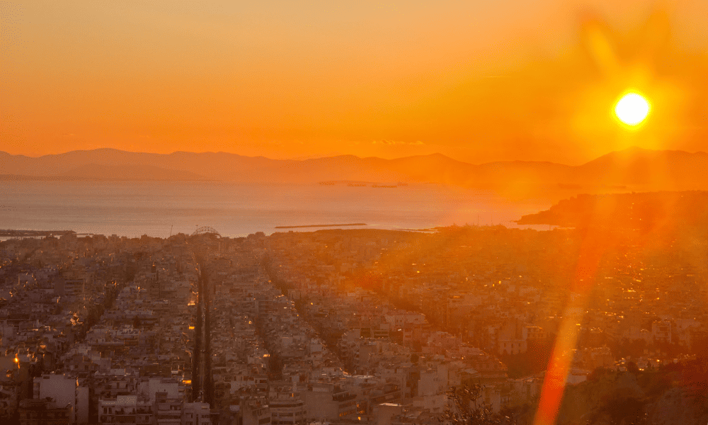 Sunset from Philopappos Hill in Athens