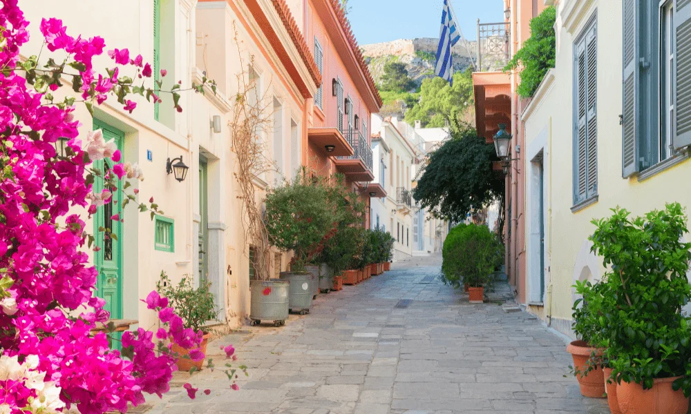 The streets of Plaka - the best area to stay in Athens