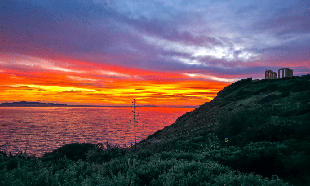 The sunset at Cape Sounion