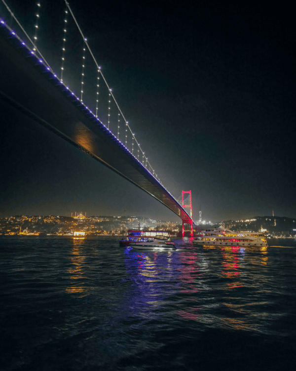 The Bosphorus Bridge in Istanbul in the night