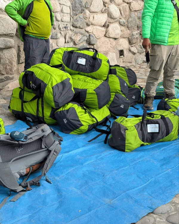 What to Pack for the Inca Trail: The Complete 2026 Packing List (From People Who Just Did It) What to pack for the Inca Trail Peru Everyone's duffel bags on day 1, waiting to be weighted