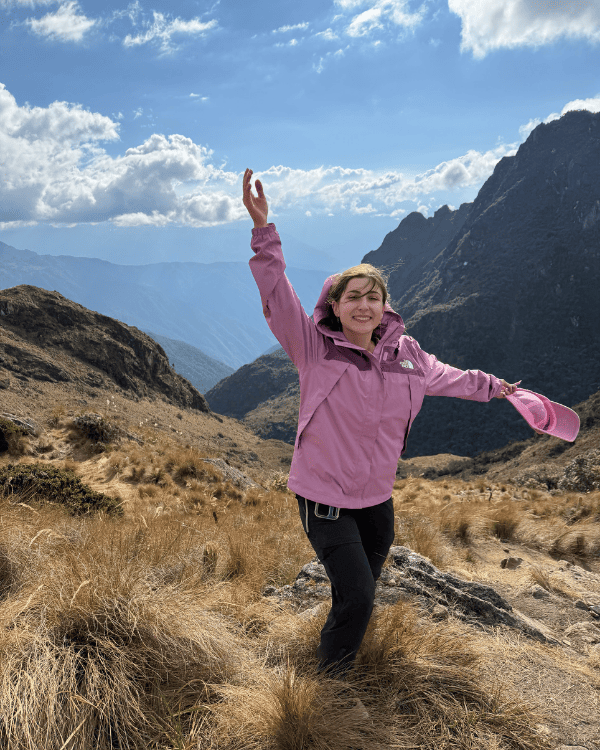 What to Pack for the Inca Trail: The Complete 2026 Packing List (From People Who Just Did It) What to pack for the Inca Trail Peru Rumi wearing her windbreaker jacket