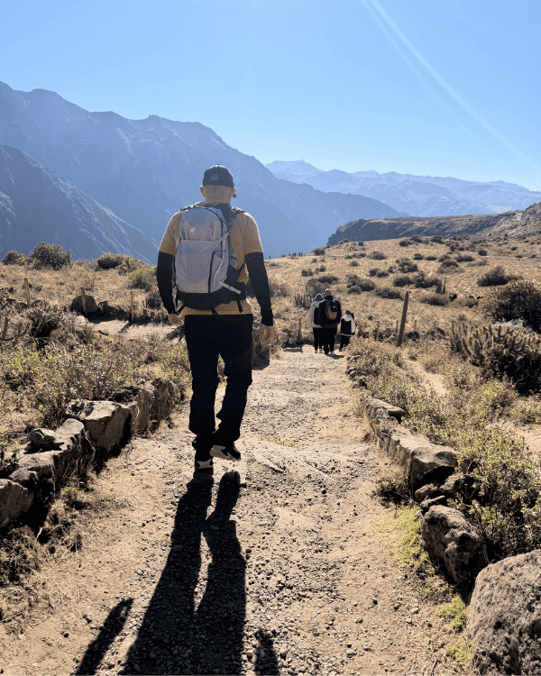 Colca Canyon Day Tour from Arequipa: Our Honest 2026 Review Colca Canyon day tour from Arequipa Peru Tiago walking to the Condors viewpiend at Cocla Canyon, Peru