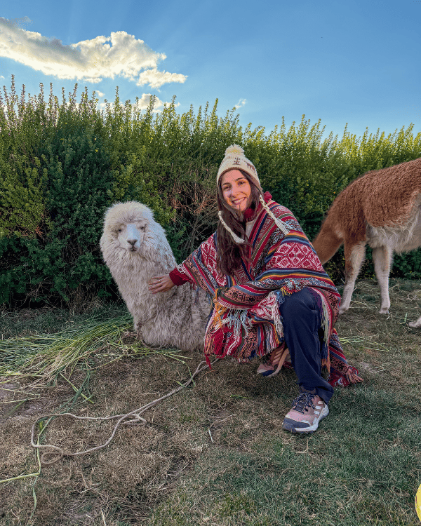Playing with the animals at Sky Dome, Peru